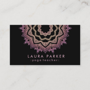 Cartão De Visita Meditação Holística de Mandala Pink Lotus Flower