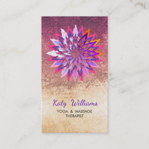 Cartão De Visita Meditação Holística de Yoga Purple Lotus Flower