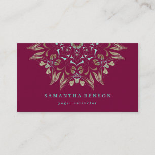 Cartão De Visita Meditação ioga do logotipo Dourado Elegante Lotu