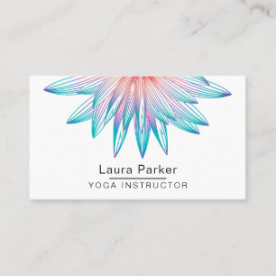 Cartão De Visita Meditação Teal Blue Floral Art Lotus Flower Yoga