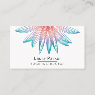 Cartão De Visita Meditação Teal Blue Floral Art Lotus Flower Yoga