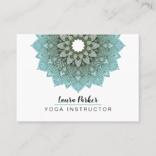 Cartão De Visita Meditação Teal Blue Mandala Lotus Yoga Holística