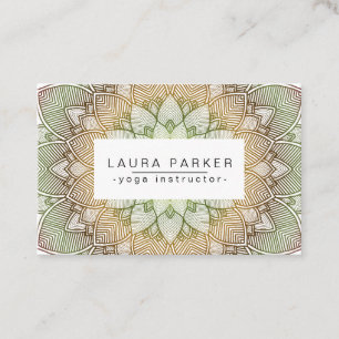 Cartão De Visita Meditação verde da ioga da mandala de Lotus