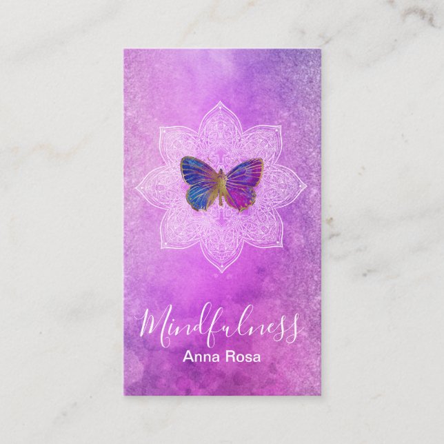 Cartão De Visita ** Meditação Yoga Mindício Mandala Borboleta (Frente)