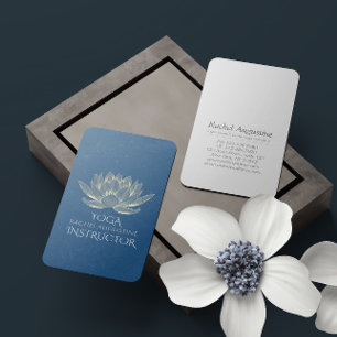 Cartão De Visita Meditação YOGA Reiki Instrutor Blue & Dourado Lotu