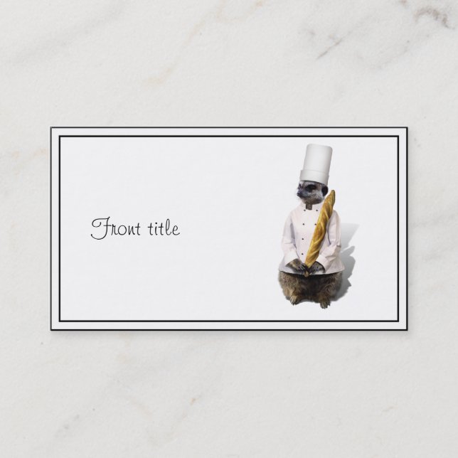 Cartão De Visita Meercat Chef com Baguette (Frente)