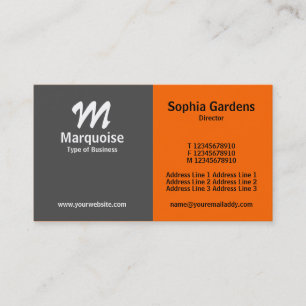 Cartão De Visita Meia e meia Cinza e laranja