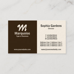 Cartão De Visita Meio e meio - Castanho Escuro (Cream Card)