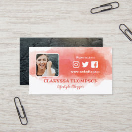 Cartão De Visita Meios rosados do Social da foto do respingo da