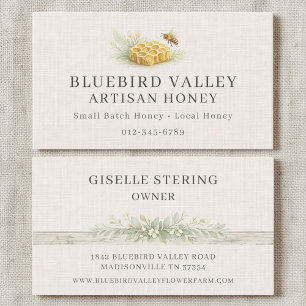 Cartão De Visita Mel Artesanal Shabby Chic Linho Campo