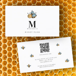 Cartão De Visita Mel Bee Luxury Monograma Código QR Minimalista