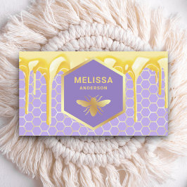 Cartão De Visita Mel de Lavanda Mel Dourado Favo de Mel Abelha