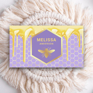 Cartão De Visita Mel de Lavanda Mel Dourado Favo de Mel Abelha