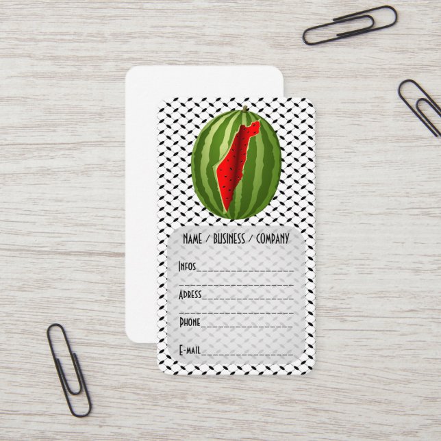 Cartão De Visita Melancia Palestina - Fatia de Mapa (Frente/Verso In Situ)