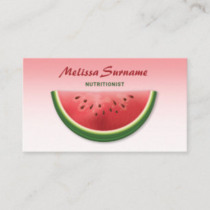 Cartão De Visita Melancia Rosa Fatia de Fruta Nutricionista