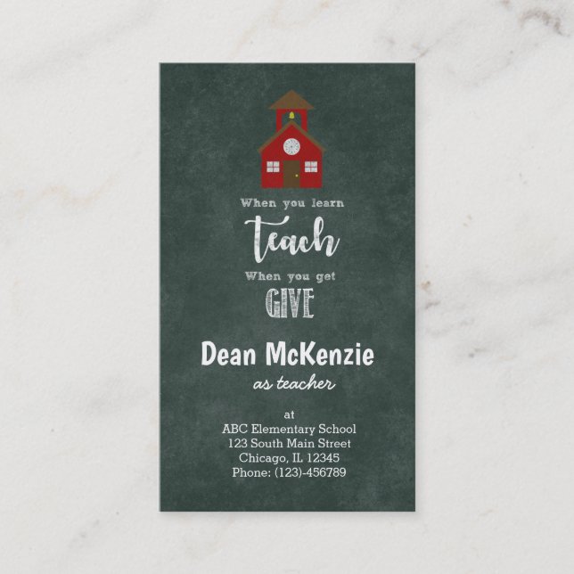 Cartão De Visita Melhor citação de apreciação do Professor (Frente)