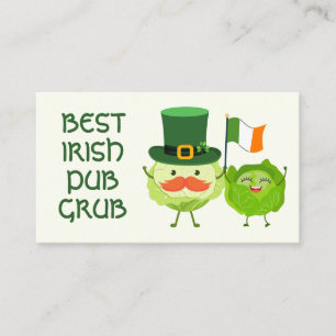 Cartão De Visita MELHOR COMIDA DE PUB IRLANDÊS Repolho Kawaii Dia d