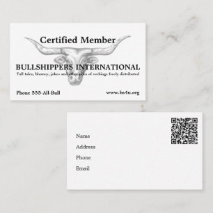 Cartão De Visita Membro da Bullshippers International com código QR
