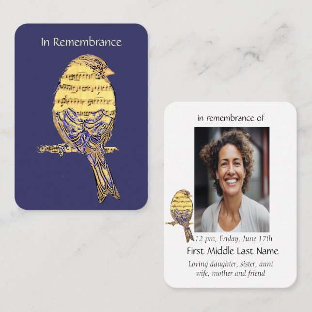 Cartão De Visita Memória Pocket Keepsasaem Lembrando Música Cássaro (Frente/Verso)