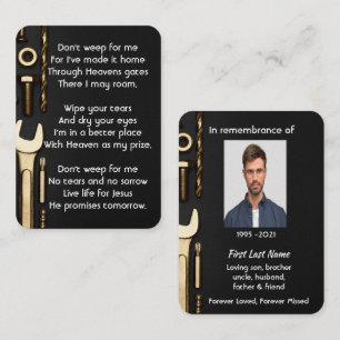 Cartão De Visita Memorial Christian Photo Prayer Tools Mecanic