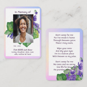 Cartão De Visita Memorial Cristão Violeta Selvagem Aquarela