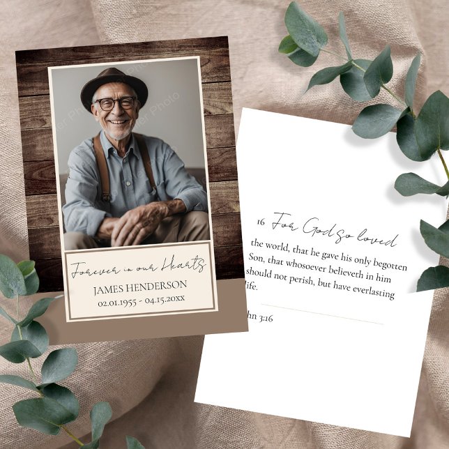 Cartão De Visita Memorial Floral Rusitc Wood Fotografia Funeral Kee (Criador carregado)