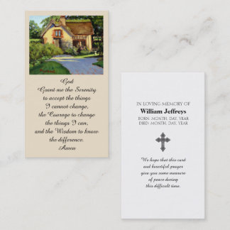 Cartão De Visita Memorial Funeral Serenity Prayer Card