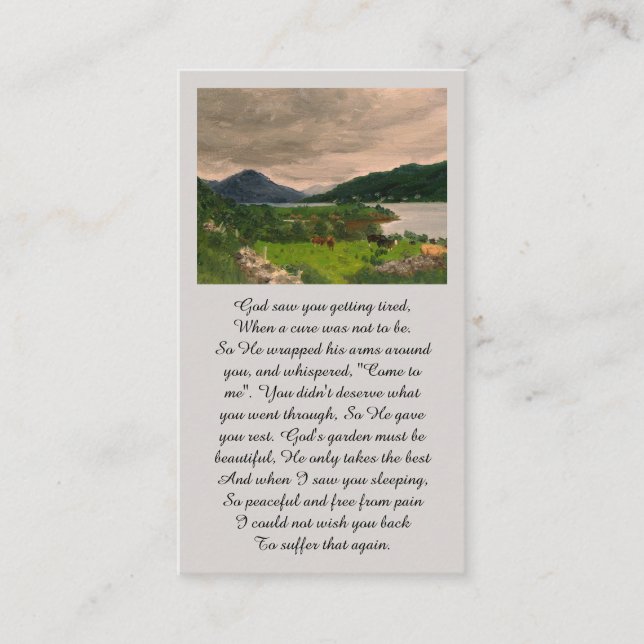 Cartão De Visita Memorial Green Orange Blue Sympathy Card (Frente)