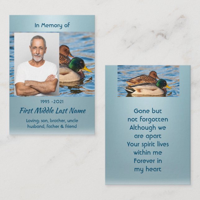 Cartão De Visita Memorial Keepsake Mallard Ducks Bird (Frente/Verso)