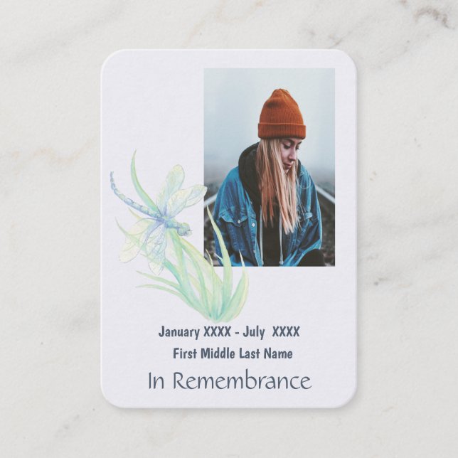 Cartão De Visita Memorial KeepsasaemDragonfly (Frente)