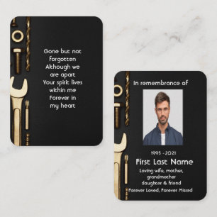 Cartão De Visita Memorial Photo Prayer Tools Mechanic