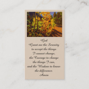 Cartão De Visita Memorial Serenity Prayer Card Moderno