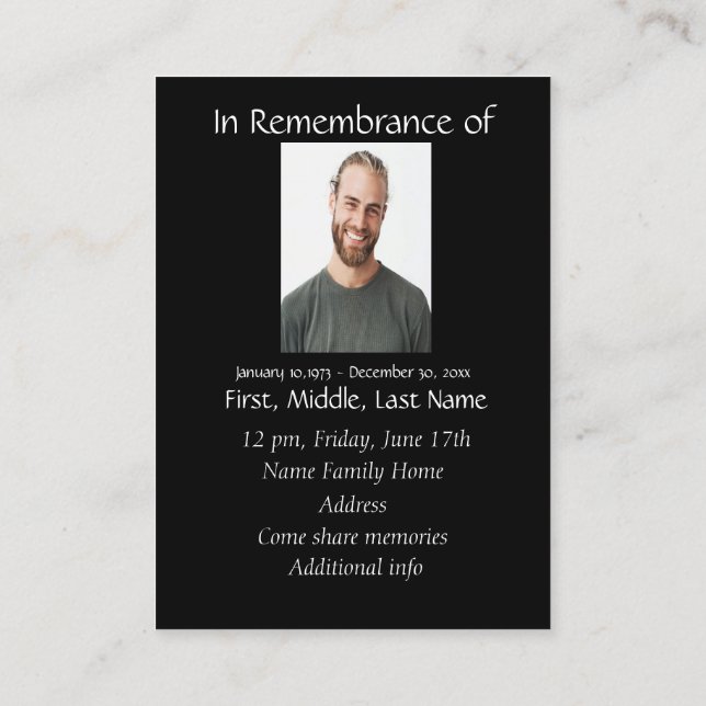 Cartão De Visita Memorial Wolf Pocket Keepsasaem (Verso)