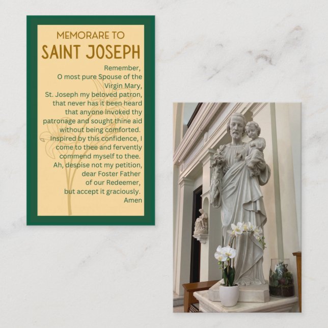 Cartão De Visita Memórias para Ruas Joseph Prayer Cards (Frente/Verso)