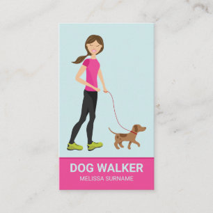 Cartão De Visita Menina Bonita E Cachorro Marrom - Serviços De Pass