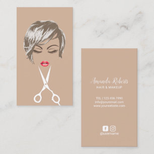 Cartão De Visita Menina curta moderna do cabelo & do corte de