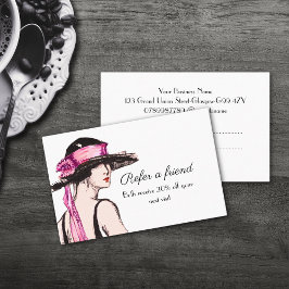 Cartão De Visita Menina Flapper Refere-Se A Um Amigo
