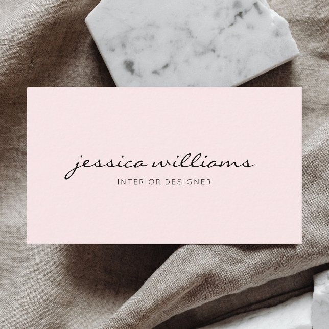 Cartão De Visita Menino Mínimo Escrito Manuscrito Rosa Esbranquiçad (Criador carregado)