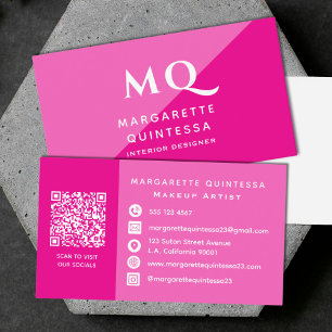 Cartão De Visita Menino Moderno, Rosa, Monograma Chic Rosa, Código 