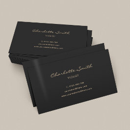 Cartão De Visita Menor e Simples Violista Elegante Dourado