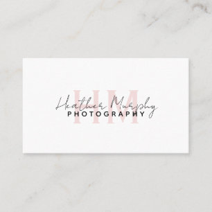 Cartão De Visita Menor Nome de Script Monograma Rosa Girly