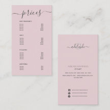 Menu Serviço Lista de Preços do Cabelo Rosa Espelh