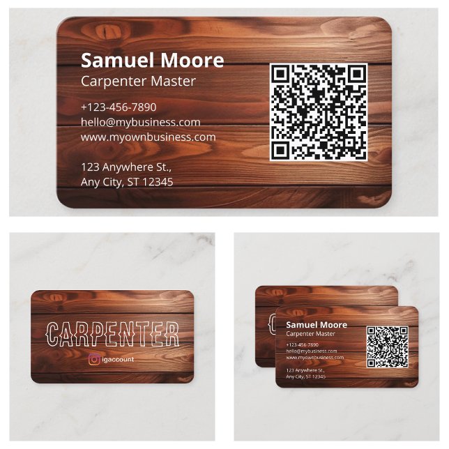 Cartão De Visita Mestre Carpinteiro Design Madeira (Carpenter Master Design Wood Business Card
)
