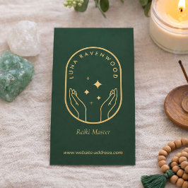 Cartão De Visita Mestre Moderno de Reiki Celestial Mãos de Cura Ver