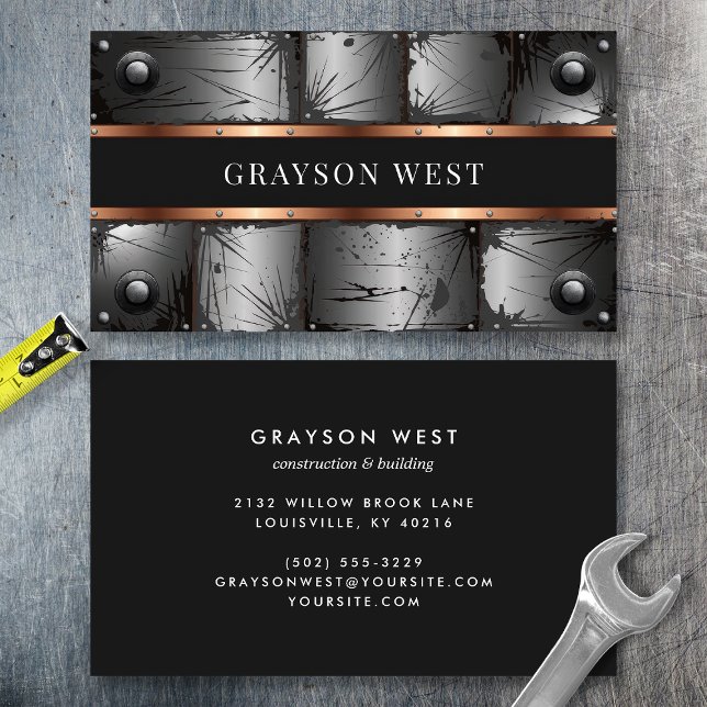 Cartão De Visita Metais entrançados industriais e cobre (Criador carregado)