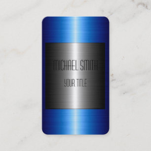 Cartão De Visita Metal de Prata e Aço Azul Inoxidável