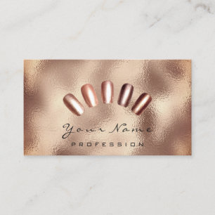 Cartão De Visita Metal Dourado cor-de-rosa magro do Manicure do