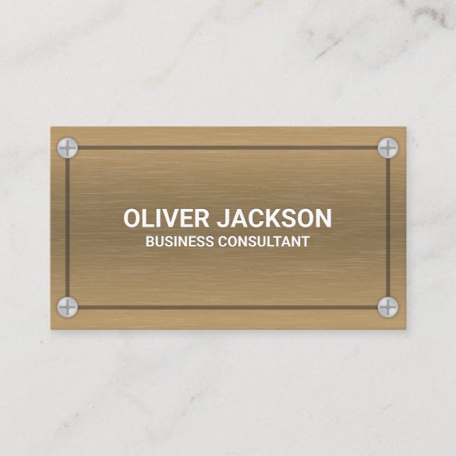 Cartão De Visita Metal e parafusos | Textura metálica (Frente)