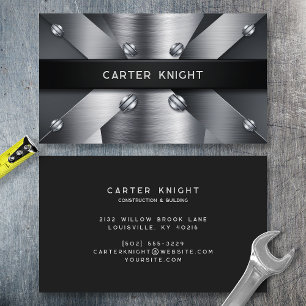 Cartão De Visita Metal Moderno Rebitado em Aço