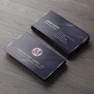 Cartão De Visita Metal quadro metal do preto do monograma da